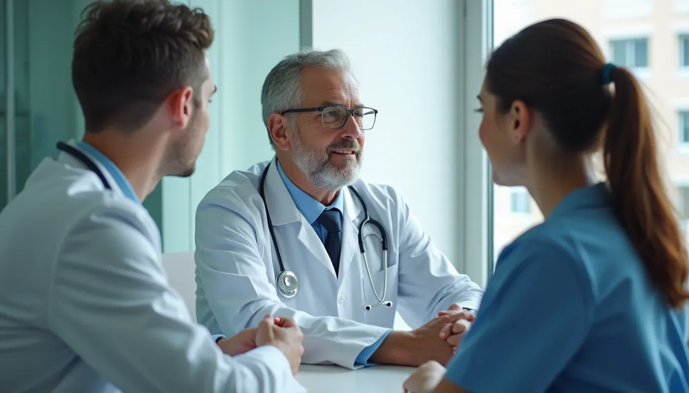 High-angle view of a healthcare consultation