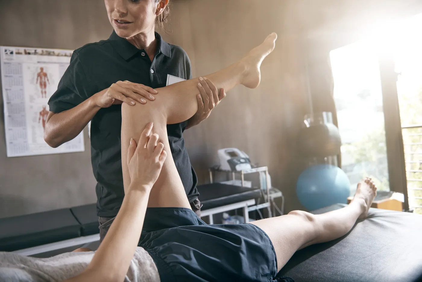 Patient recovering from a leg injury