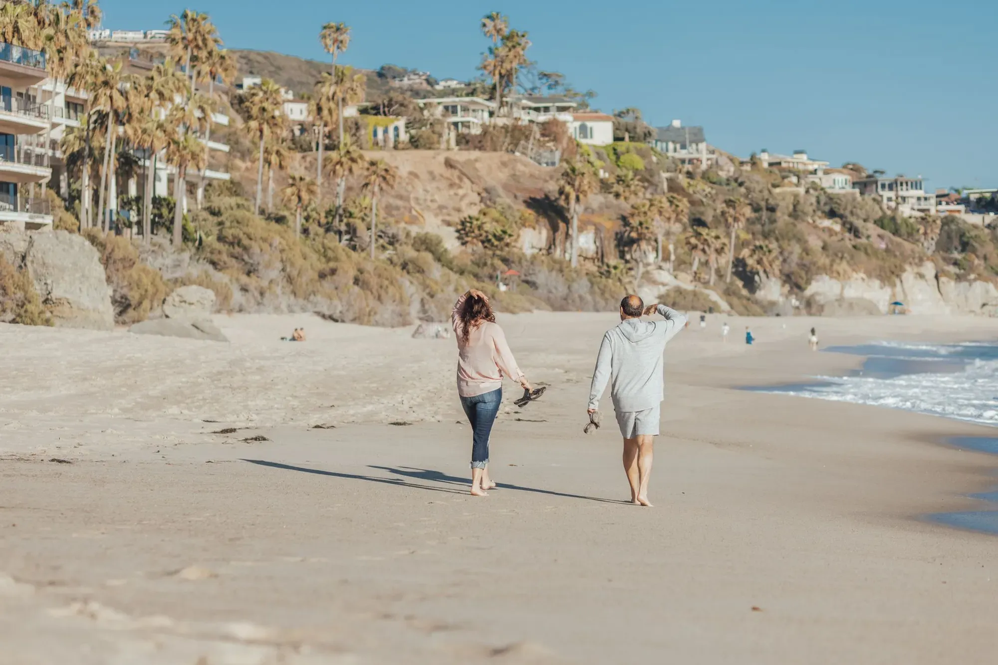 Couple walking on the beach